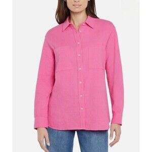 Gap Women's Gauze Button Front Shirt, Pink, Size M  NWT C4